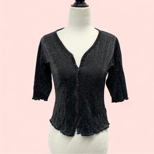 Elegant Black Glitter Cardigan
